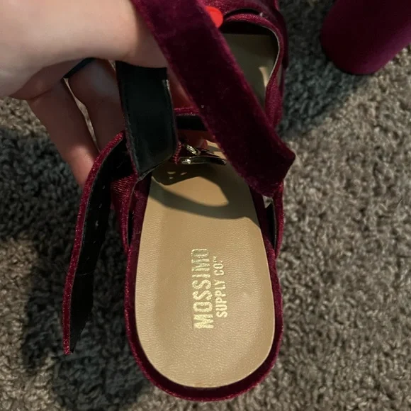 Burgundy Velvet Women's Heels - Picture 4 of 6